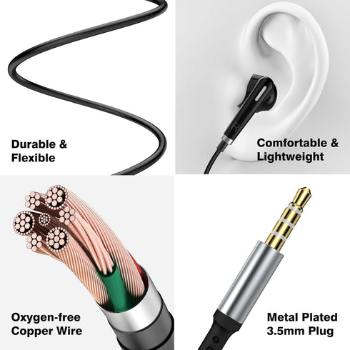 3.5mm Headphones Wired Earbuds for Chromebook Laptop,in-Ear Headset Earphones with HD Mic,Clear Call,Volume Control for Nintendo Switch,MP4/MP3,Sa...