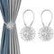 2 PCS Magnetic Curtain Tiebacks, Curtain Holdbacks Crystal Flower Curtain Decorative No Drilling Drapery Tieback with High-Elastic Band for Home O...