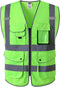 JKSafety 9 Pockets Class 2 High Visibility Zipper Front Safety Vest With Reflective Strips, Meets ANSI/ISEA Standards (150-Green, 4X-Large)...