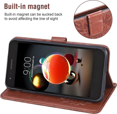 Phone Case for LG Aristo 2 3 Plus/Rebel 4 LTE/Tribute Empire Dynasty/Zone 4/K8 Plus 2018 K8S/Fortune 2/Phonenix 4/Risio 3 Wallet with Tempered Gla...