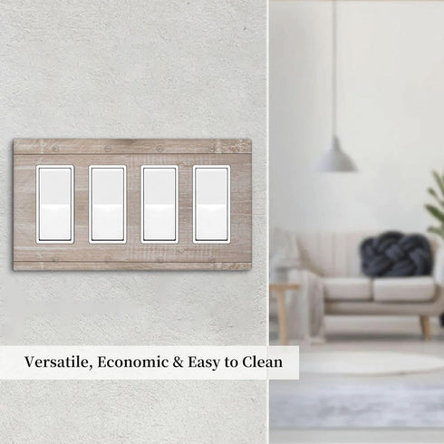 Home Wall Plate 4 Gang Quad Rocker Decorative Light Switch Cover Modern Abstract Switch Plate Cover for Bedroom Kitchen Home Decor White Love...