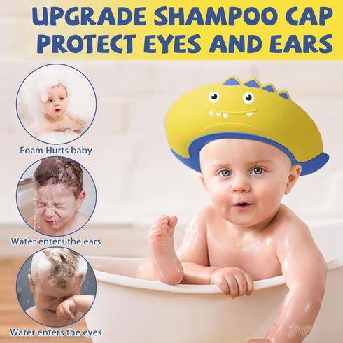 Baby Shower Cap Shield, Shower Cap for Kids, Visor Hat for Eye and Ear Protection for 0-9 Years Old Children,Cute Dinosaur shape Makes the Baby Ba...