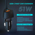SUNDA USB C Fast Car Charger 51W Dual Ports, Built-in 5.9FT Type C Phone Charger Cable, USB-C Port Charger with PPS 33W/PD 30W/&QC 18W, Compatible...