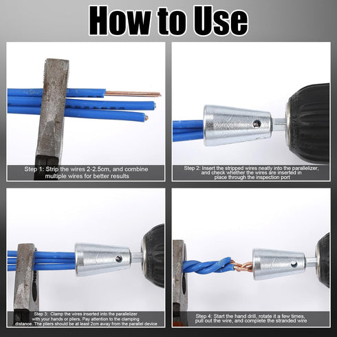 4 Pcs Wire Twister Tool for Drill, 6mm Hex Shank Wire Twisting Tool and 2-5 Way Wire Stripper Tool for Drill, Wire Connector Wire Nut Twister Cabl...