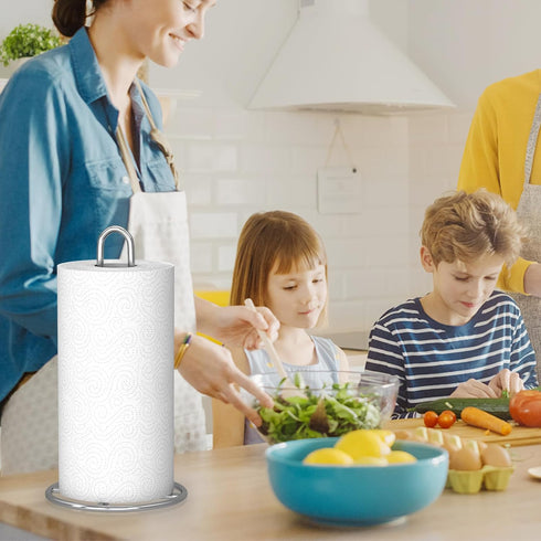 Paper Towel Holder Countertop, Kitchen Paper Towels Holder Stand for Kitchen Organization and Storage, Stainless Steel Paper Towel Roll Holder wit...
