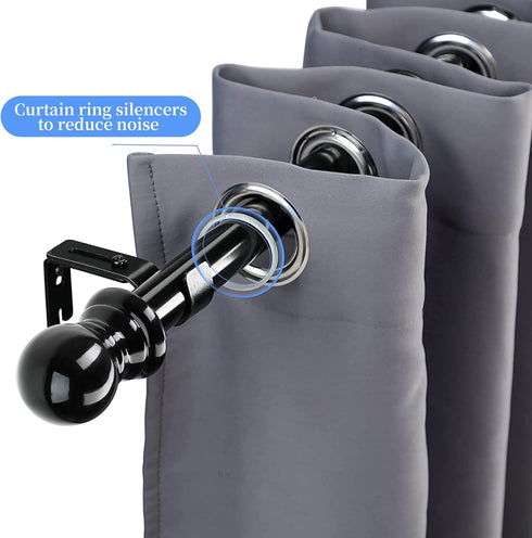 Curtain Rod, 48" - 84" Black Curtain Rods for Windows, 1" Diameter Decorative Adjustable Curtain Rod with Brackets for Room Divider, Bedroom, Livi...