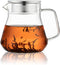 CNGLASS One-Touch Glass Tea Maker,20oz(600ml) Glass Teapot and Kettle with Stainless Steel Filter Lid,Borosilicate Glass Tea Pot for Loose Leaf Te...