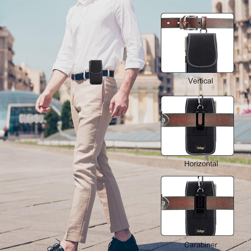 Nylon Phone Case with Belt Clip and Loop, Suitable for iPhone up to 6.5 inch, Carrying Bag Holder Waist Cell Phone Pouch RFID Blocking, Waterproof...