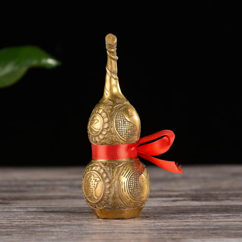 BRABUD Chinese Good Luck Wu Lou/Hu Lu Gourd/Cucurbit for Wealth Peaceful Copper Statue Collectible Figure Sculpture Charm Amulet...