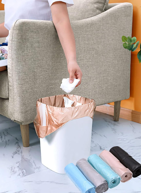 4 GALLON Bathroom Trash Bags, 5 Rolls/100 Counts Small HANDLES Garbage Bags for Office, Bathroom Wastebasket Waste Bin Colorful Portable Rubbish B...