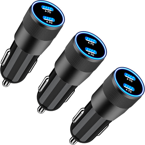 USB-C Car Charger Adapter, KYOHAYA 3Pack 72W Dual PD Power Cigarette Lighter Type-C Car Charger Fast Charging for iPhone 15/15 Pro/15 Pro Max/14/1...