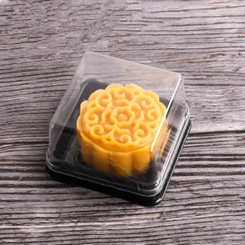 50g Mooncake Packaging Clear Individual Plastic Single Macaron Containers With Labels, Ideal For Showcasing Your Mini Muffins, Pastries, Cookies A...