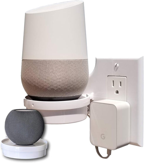 Mount Genie Smart Home Outlet Shelf: Hidden Cord Storage and Extra Custom Short Cords Great for Google Home, Nest, Security Cameras, Smart Speaker...