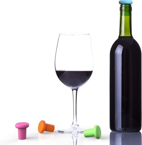 Bakerpan Silicone Wine Stoppers for Wine Bottles, Wine Bottle Stopper, Reusable Wine Corks - Set of 4...