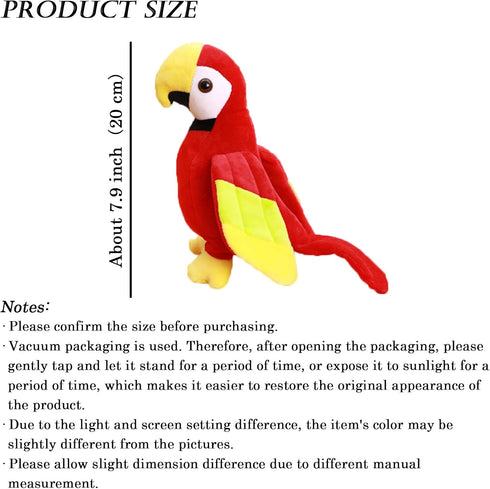 7.9" Parrot Stuffed Animal Plush Cute Small Bird Toy Gifts for Girls Boys, Red...