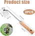 2pcs Upgrade Grass Puller Tool, Portable Multi-Purpose Manual Tool 4-Teeth with Wooden Handle, for Gardening Farm Yard Backyard...