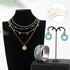 3 Pcs Western Jewelry for Women Bohemian Set, Gold Layered Necklace for Women, Faux Leather Layered Bracelet, Turquoise Beaded Huggie Hoop Earring...