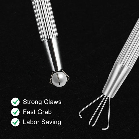 3Pcs Piercing Ball Grabber Tool Set, 4 Prongs Holder Diamond Claw Grabber Pick Up Tool, Precision Stainless Steel Jewelry Tweezers For Tiny Object...