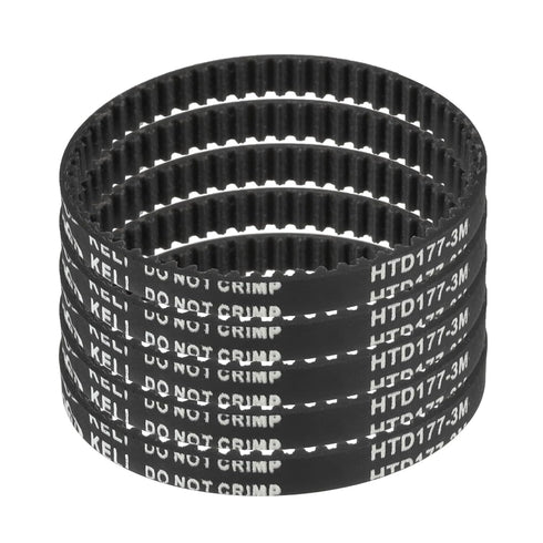 uxcell 5pcs HTD-3M Rubber Timing Belt 59 Teeth, 177mm Pitch Length x 6mm Width x 2.4mm Height, Closed Loop Pulley Timing Belt...