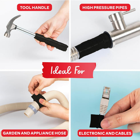 XFasten Self-fusing Silicone Tape Pro, Black, 1.5-Inch x 15-Feet, 30mils Weatherproof Silicone Rubber Sealing Tape for Outdoor Coax, Electrical Ca...