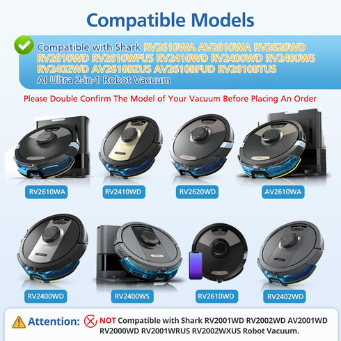 AV2610WA RV2610WA Vacuum Mop Replacement Pads Compatible with Shark RV2610WA AV2610WA RV2620WD RV2410WD AI Ultra 2- in-1 Robot Vacuum, Washable Re...