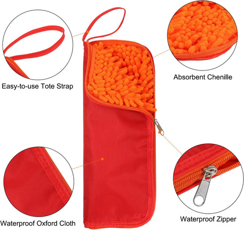 Wet Umbrellas Bag 59/5"x5" Thicker Chenille Folding Umbrellas Sleeve Cover Portable Waterproof Case for Storage Carry Travel Home Outdoor, Red......
