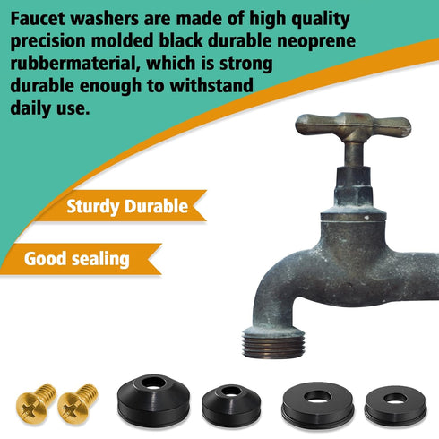 158 Pcs Faucet Rubber Washers and Garden Hose Gasket Assortment Kit for Assorted Outdoor Faucets Stem Worn and Plumbing Garden Shower Hose Washer ...