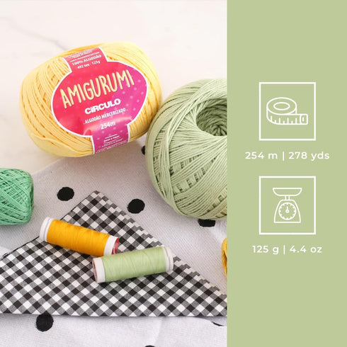 Circulo Amigurumi Yarn, 100% Mercerized Brazilian Virgin Cotton - Cotton Yarn for Crocheting and Knitting, Soft Yarn, White Yarn Art - Sport Weigh...