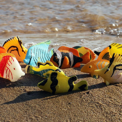 RCOMG 24PCS Tropical Fish Toys, Plastic Sea Creatures Figurines Set, Educational Learning Ocean Animal Figures, Party Favor Miniature Toys Gifts f...