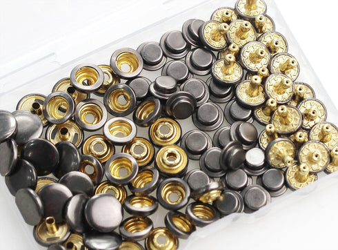 24 Sets Leather Snaps Fasteners Kit, BetterJonny 12.5mm Heavy Duty Metal Snap Buttons Press Studs Leather Rivets Snaps with 4 Setter Tools for Clo...