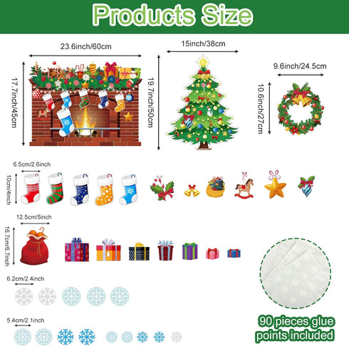 Christmas Bulletin Board Xmas Classroom Decoration Christmas Tree Cutouts Fireplace Poster Wreath Garland Bulletin Board Winter Holiday Wall Decal...