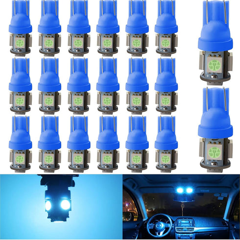 YM E-Bright T10 194 Led Bulb 168 W5W 2825 LED Light for Car Interior Lights Dome Map Trunk Dashboard Bulb License Plate Light 5050 5SMD DC 12V Ice...
