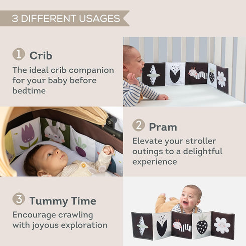 Taf Toys Bunny Black and White Soft Sensory Books Pram Book, High Contrast Baby Toys 0-3-6 Months, Essentials Tummy Time, Pram, Stroller, Car Seat...