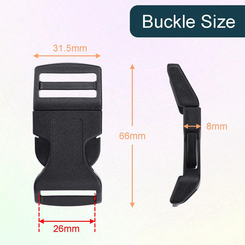 10Pack 1"(26mm) Contoured Plastic Side Release Buckles, Paracord Buckles for Backpack Straps Paracord Bracelet Pet Collar...