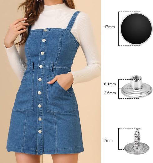 24 Pcs 17mm Jeans Button Replacement, Metal Buttons for Jeans No-Sew Nailess Removable Button for Jacket Coat, Loose Jeans, Pants DIY Sewing Repla...