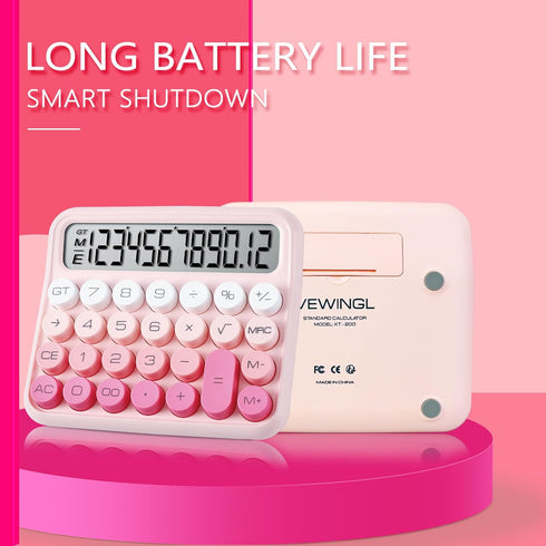 Mechanical Switch Calculator,Calculator Cute 12 Digit Large LCD Display and Buttons,Calculator with Large LCD Display Great for Everyday Life and ...