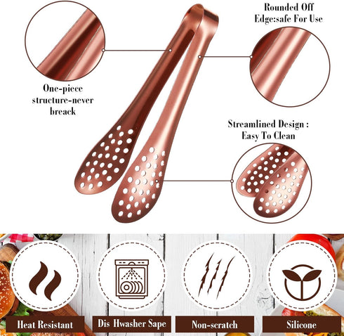 12 Pieces Mini Serving Tongs Small Tongs Serving Utensils, Ice Tongs Mini Sugar Tongs, Small Tongs for Appetizers, 5 Inch and 4 Inch(Rose Gold)...