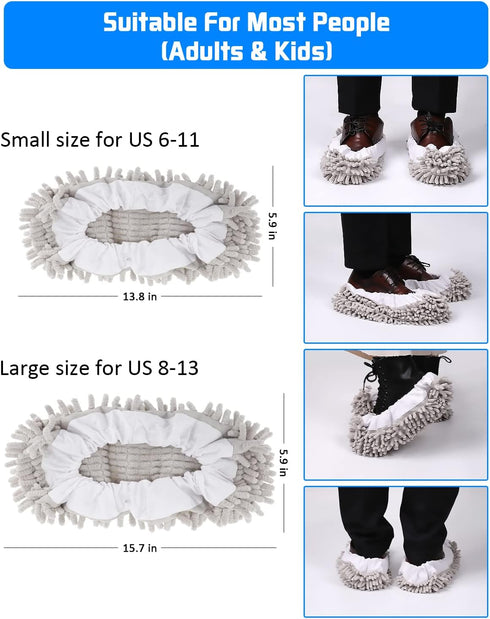 8 Pcs Mop Slippers Socks Floor Cleaning,Microfiber Shoe Covers dust Washable Reusable for Woman Man House Kitchen (Grey)...