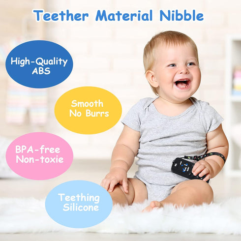 Baby Teether Toys, 2PCS Silicone Baby Teething Toys Phone Shape with 2PCS Pacifier Clip, Soft Teething Toys for Toddlers,Boys Girls Baby Chew Toys...
