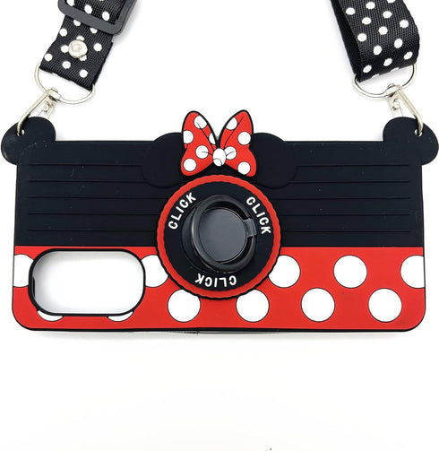 for Moto G Stylus 5G 2022 Case Cute 3D Camera with Rotating Ring Grip Holder Kickstand Lanyard Teens Girls Women Soft Silicone Rubber Cover for Mo...