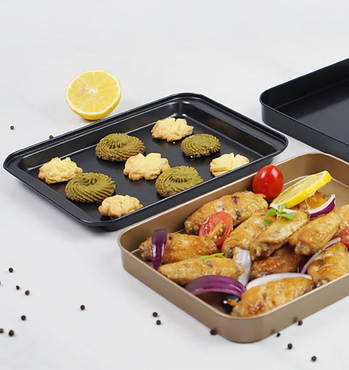 Cookie Baking Sheet, 9.5 Inch x 7 Inch Square Iron Plate with Nonstick Coating for Baking Cookie, Roast Meat, Baking Cake, Bread and other Foods (...