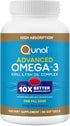 Qunol Advanced Omega 3 Krill and Fish Oil Complex, 10x Better Bioavailability, One Pill Dose, 250mg EPA & DHA, Supports Brain, Eye, Heart and Join...
