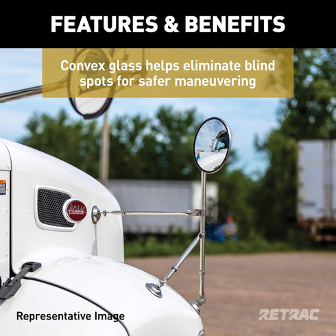 610131 5-Inch Black Steel Center-Mount Convex Mirror Head, Universal Driver or Passenger Side...
