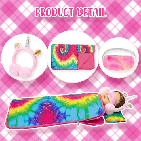 K.T. Fancy 18 Inch Girl Doll Clothes and Accessories Sleeping Bag Set Rainbow Angel of Doll Sleeping Bag, Pajamas, Shoes, Eye Mask, and Doll Pillo...