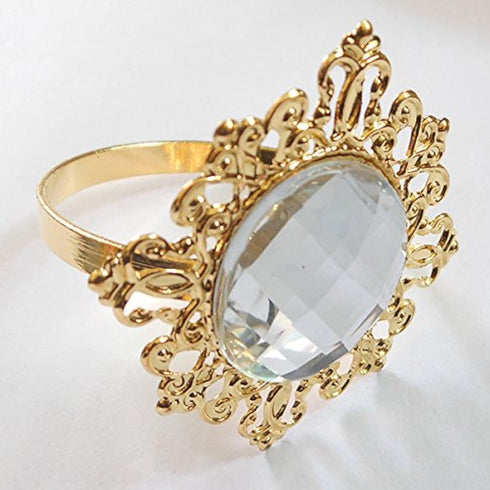 Tangpan 10pcs Gold-Light Napkin Ring Rhinestones Napkin Rings for Weddings Pearl Napkin Rings Shiny (Clear)...