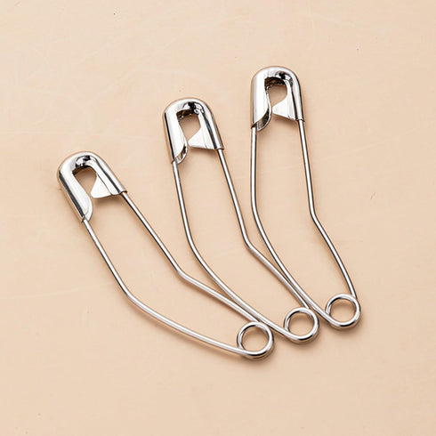 vrupin 100pcs Stainless Steel Curved Safety Pins for Quilting, Safety Pins Bulk Metal Silver Sewing Pins Clothing Clips Tool Decorative Safety pin...
