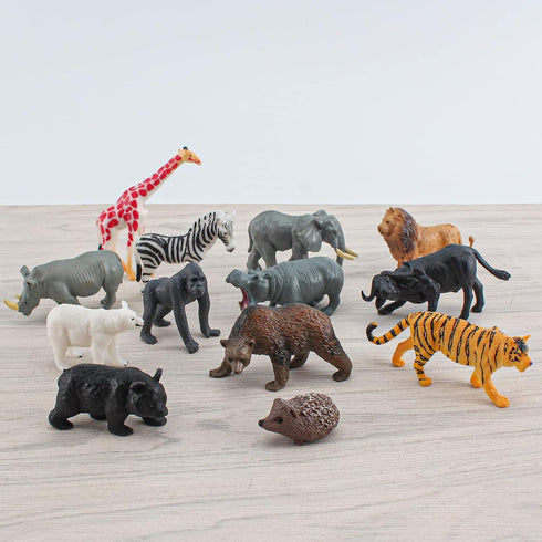 Wildlife Animal Model Toy Playsets 13 PCS Realistic Animal Figure Toys Lion Elephant Rhinoceros Hippo Desktop Decoration Collection Party Favors T...