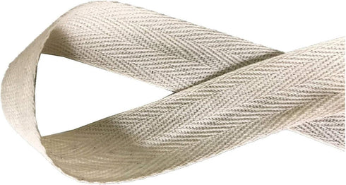 QIANF Twill Tape Ribbon 100% Cotton Natural Color 1/2 Inch Wide 50 Yard Roll Herringbone Tape(1/2 Inch-50Yard, Off-White)...