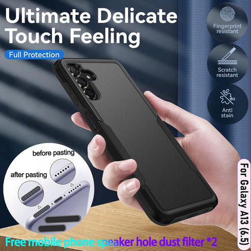 LMDAMZ for Galaxy A13(5G) 6.5 Inch Double Layer Hybrid Military Grade Rugged Shock Resistant Drop Case with 1 PCS Magnetic Car Mount and 2 PCS HD ...