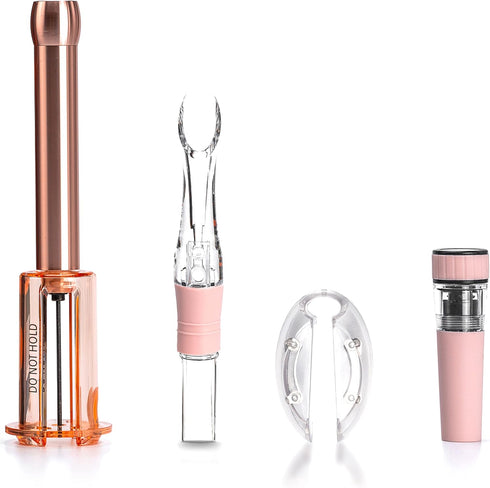 4-Piece Wine Opener Set - Manual Air Pump Wine Bottle Opener, Wine Aerator Pourer Spout, Wine Foil Cutter, Vacuum Wine Stopper - Wine Accessories ...